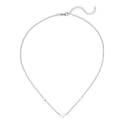 Collier JOBO "Kette mit 3 Sternen", silber (silberfarben), Halsketten, Damen, Silber 925 (Sterlingsilber), L: 43, Collier, 925 Silber 43 cm