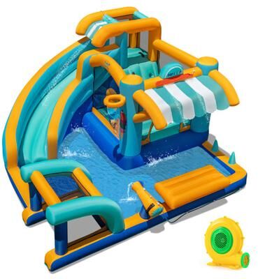 Costway Inflatable Water Slide Bounce House Kids Jump Castle with 680W Blower