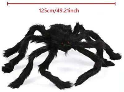 Inspired Living Giant Halloween Spider With Bendable Legs For Outdoor Yard & Haunted House Decor 125cm