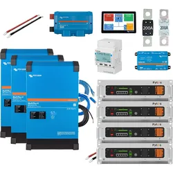 HUSATECH PowerSet 3 Phasig mit Victron MultiPlus-II 48/5000/70-50 und 20,4 kWh Pytes E-Box V5° LFP-Batterie