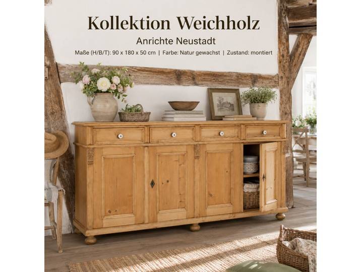 Wohnpalast Sideboard Anrichte Neustadt aus Weichholz 180 cm Sideboard