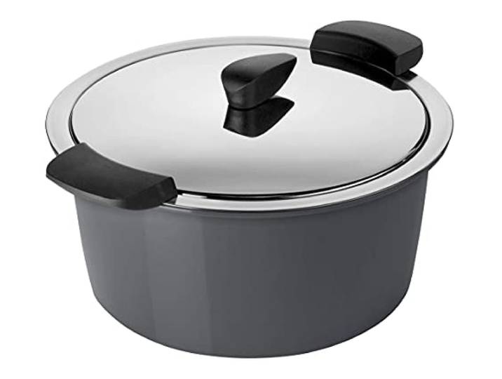 KUHN RIKON HOTPAN Kochtopf mit Deckel mit Thermoschüssel zum Essen warmhalten, Grau, 2 Liter, 18 cm, dampfgaren, warmhalten, induktionsgeeignet, Edelstahl, Stainless Steel
