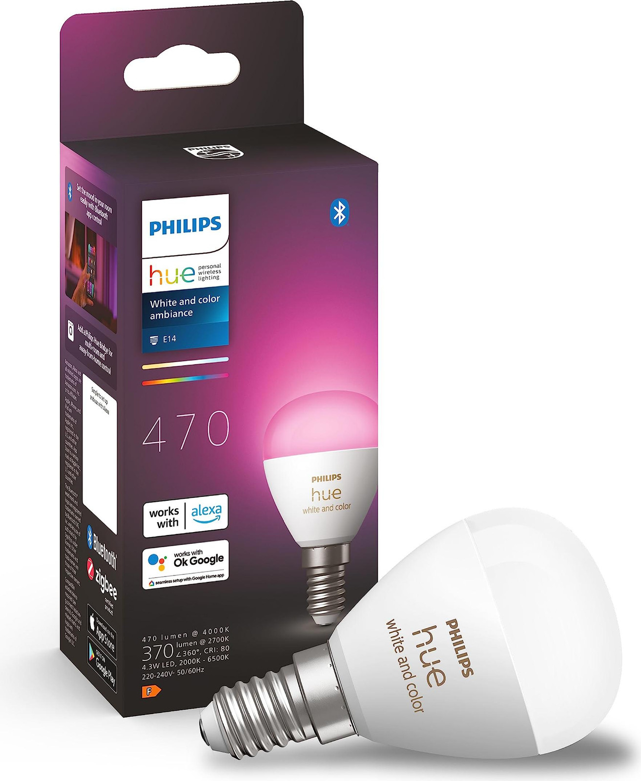 Philips Hue Smart LED Candle Lamp E14, Wit, Dimmable, RGB