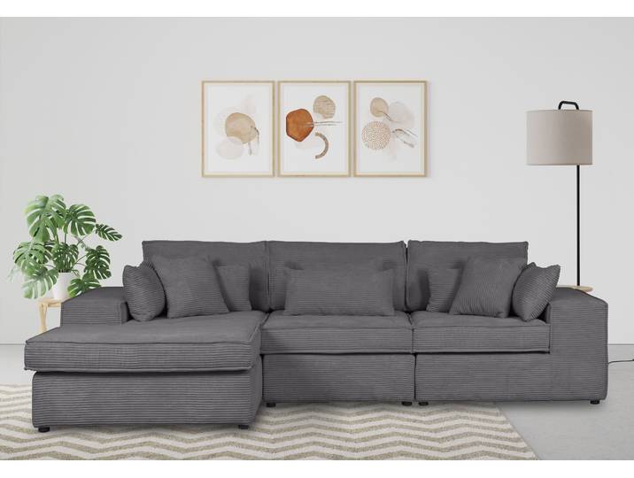 Ecksofa GOODPRODUCT Enid L-Form , grau, B:360cm H:75cm, 100% Polyester, Sofas, Ecksofa, 3 Teile, bestehend aus Modulen, in vielen Bezügen, auch in Breitcord
