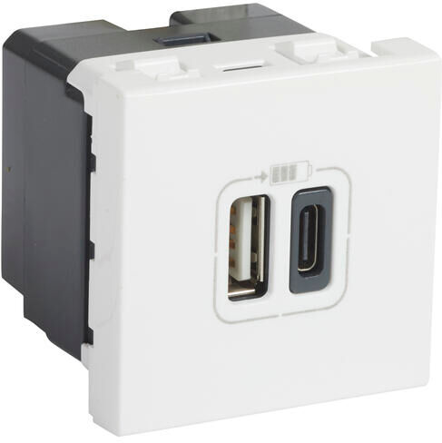 Chargeur USB MOSAIC 2 modules 230 V blanc LEGRAND 077592