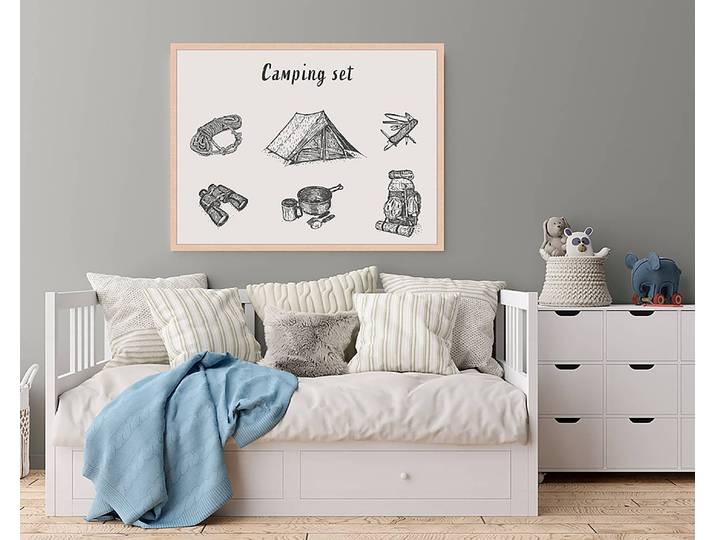 Tableau déco Camping Set 63 x 83cm Multicolore