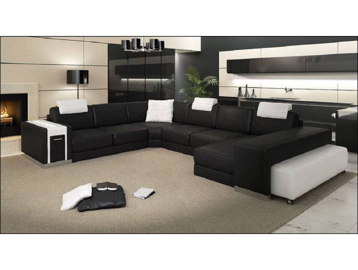 Xlmoebel Wohnlandschaft Moderne Wohnlandschaft mit LED-Beleuchtung und USB-Anschlüssen, Wohnlandschaft, Hergestellt in Europa