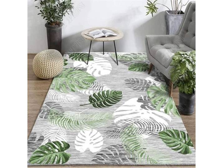 Tapis De Mode Doux Personnalisable Romantique Feuille Verte Plante Tropicale Salon Chambre Tapis 120X160cm[17]