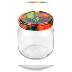 75er Set Rundglas 212 ml nieder To 66 Obst Dekor Deckel incl. Diamant Gelierzauber Rezeptheft