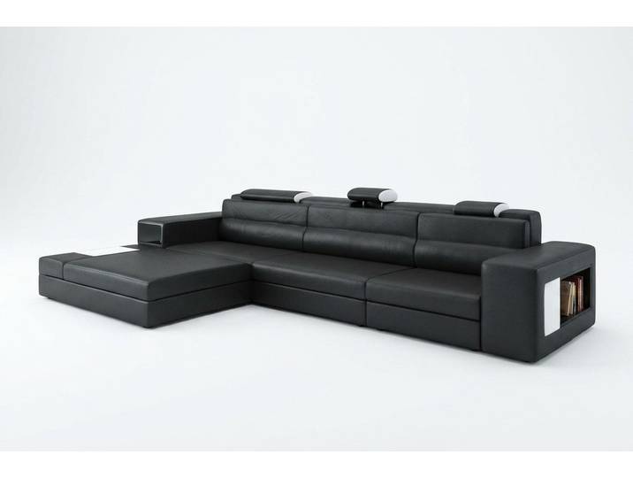 JVmoebel Ecksofa Luxuriöses Designsofa mit Lederoberfläche und USB-Anschlüssen, Made in Europa