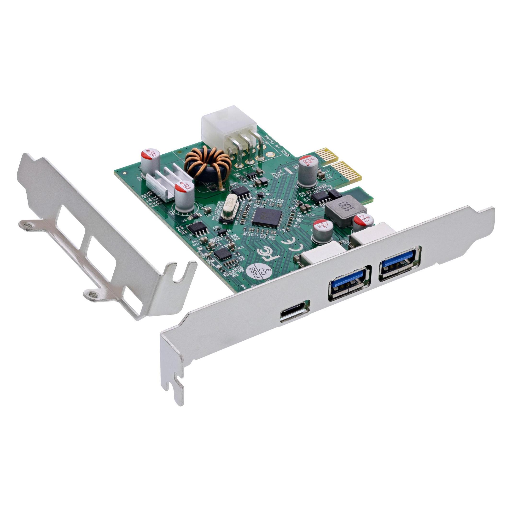 InLine Schnittstellenkarte, 2x USB-A, 1x USB-C 3.2 Gen.1, PCIe, PD3.0, mit 6pol-Stromanschluss (76661M)