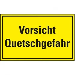 Schild I Hinweisschild Vorsicht Quetschgefahr, Kunststoff, 300x200mm
