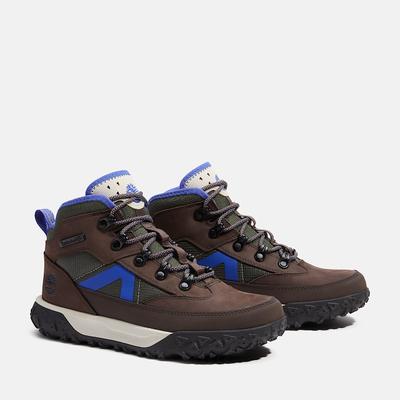 Schnürboots TIMBERLAND "GREENSTRIDE MOTION 6 - MID LC", Mädchen, Gr. 38, Synthetik, braun (schwarz braun), Leder, Schuhe Schnürboots, knöchelhohe Form, leicht profiliertes Laufsohlenprofil, mit Schnürung