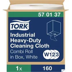 Tork Extra Starke Industrie Reinigungstücher Weiß W1/2/3, Mehrfach verwendbar, 1...