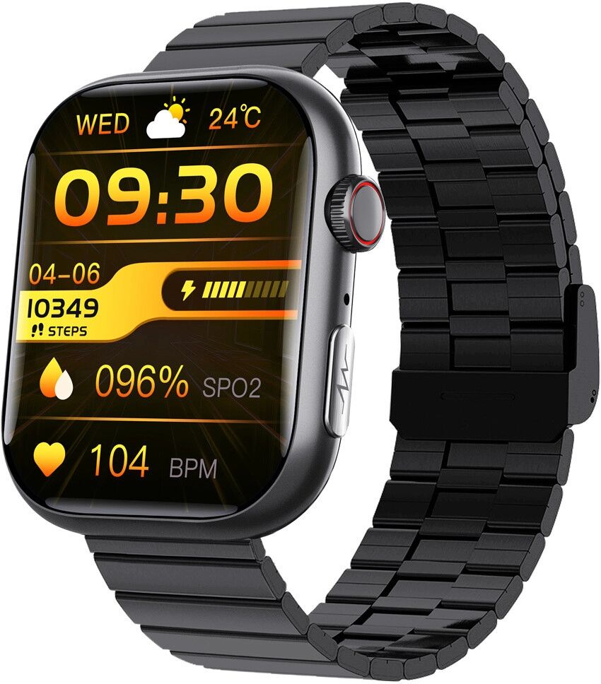 INF Intelligente EKG-Uhr, Herzfrequenzmesser, Fitness-Tracker, mit mehreren Sportmodi Schwarzes Bamboo Edition-Armband
