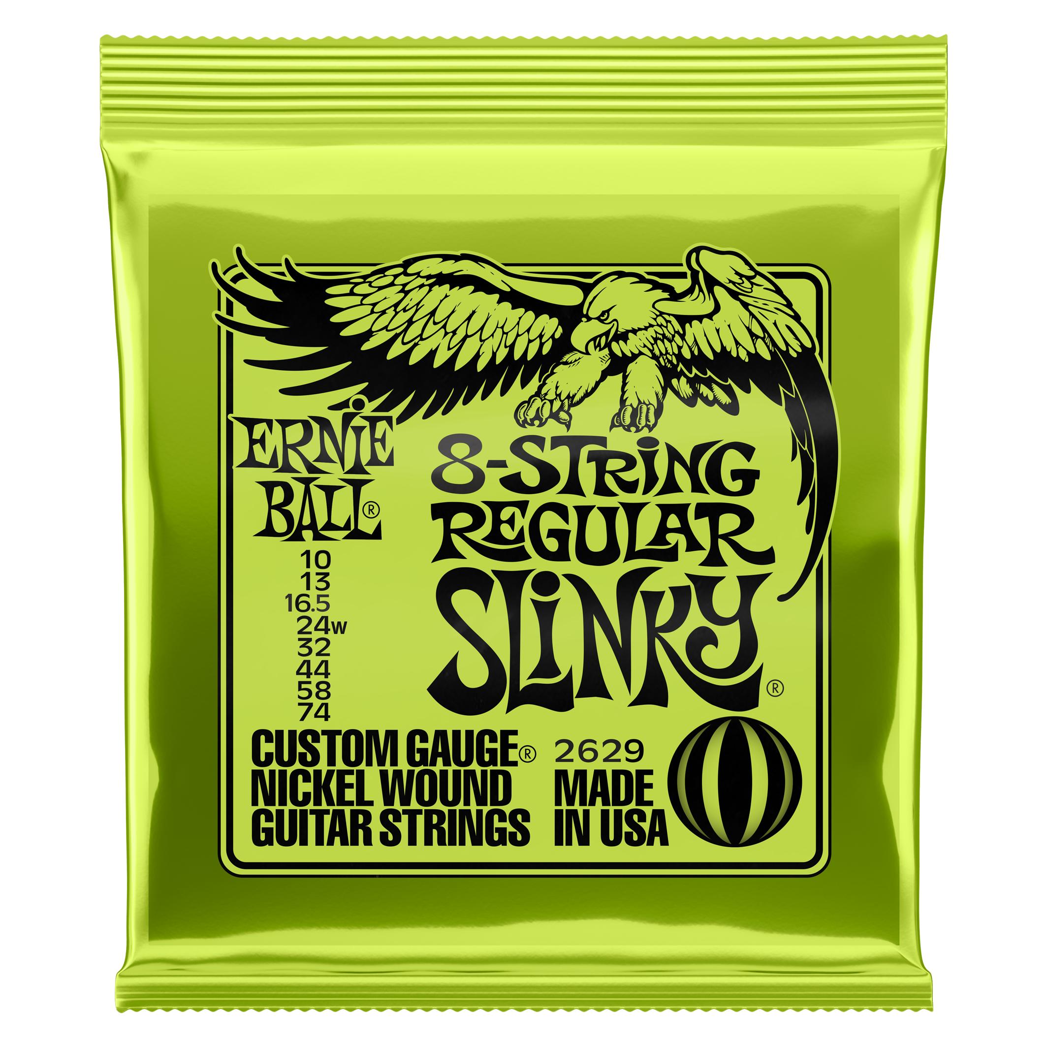 Ernie Ball Saitensatz, Slinky Nickel 8-String, Regular 10-74 (8x, E-Gitarre, Gitarre, 0.07") (EB2629)
