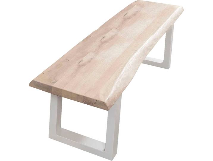 Bank HOME AFFAIRE Tristan , weiss (weiß wash, weiß), B:240cm H:45cm T:38cm, Sitzbänke, Bank, aus Massivholz Eiche