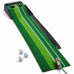 Relaxdays Puttingmatte automatische Ballrückgabe Dunkelgrün,Grün,Schwarz