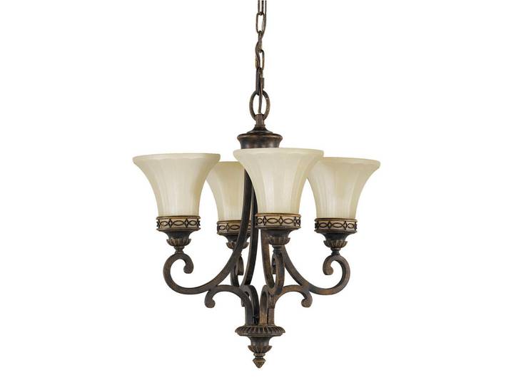 Elstead Lighting Kronleuchter FE-Drawing-Room, Walnussfarben, Metall, Glas, 62.5 cm, RoHS, Lampen & Leuchten, Innenbeleuchtung, Hängeleuchten, Kronleuchter