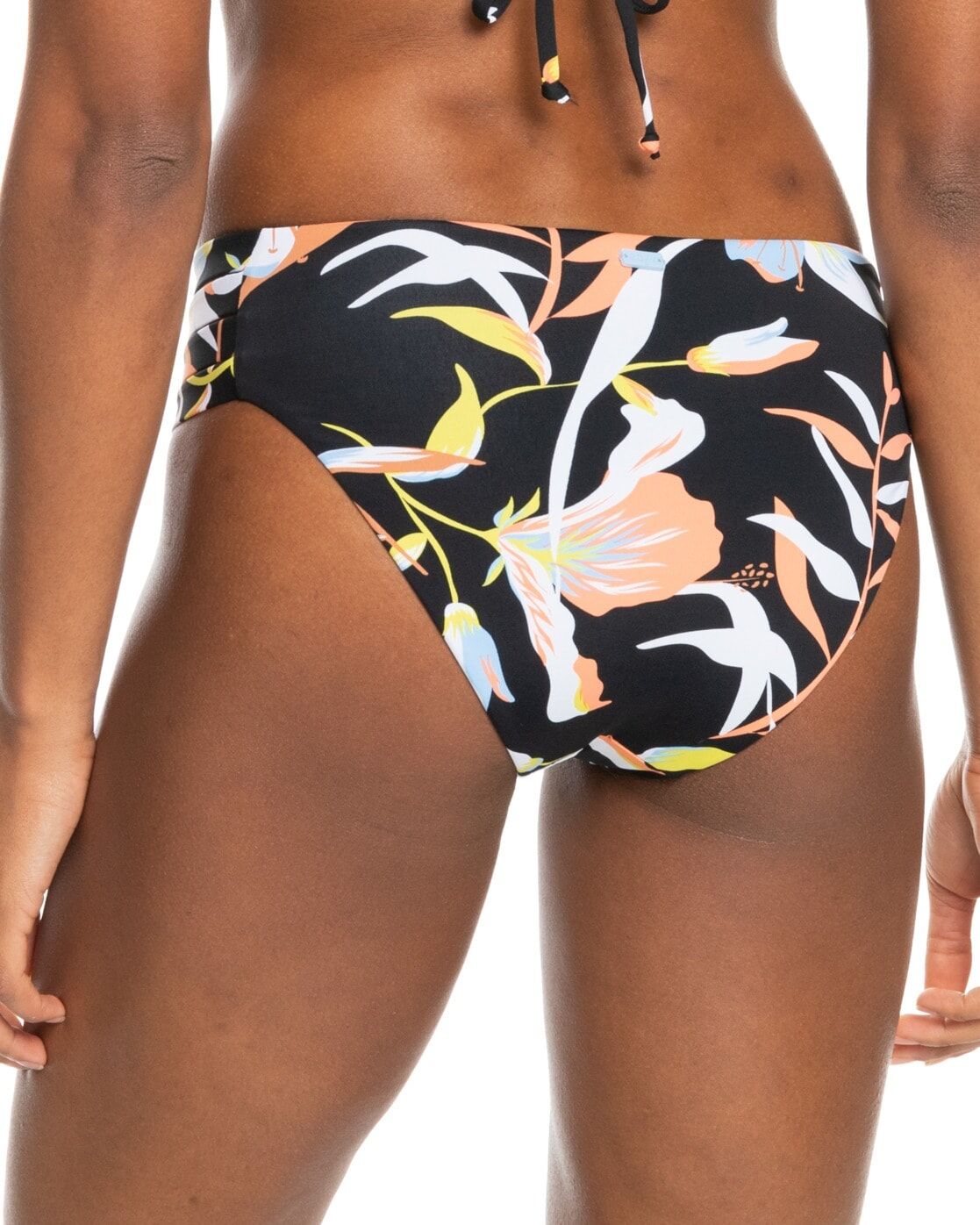 Bikini-Hose ROXY "Hibiscus Wave", Damen, Gr. XS, bunt (anthrazit hibiscus wave swim), Obermaterial: 87% Nylon, 13% Elasthan., Badehosen Bikini-Hose anthrazit hibiscus wave swim XS