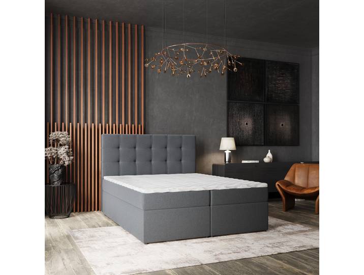 Masseno Boxspringbett PALMA mit Bettkästen 140x200 cm - Graphitfarben, SORO 97