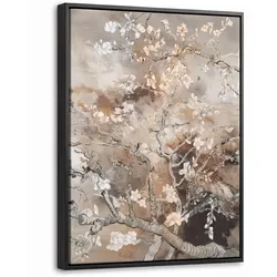 LEINWAND Bilder mit Rahmen - Mandelblüte - Kunst - Van Gogh - Beige - Abstrakt - 30x40