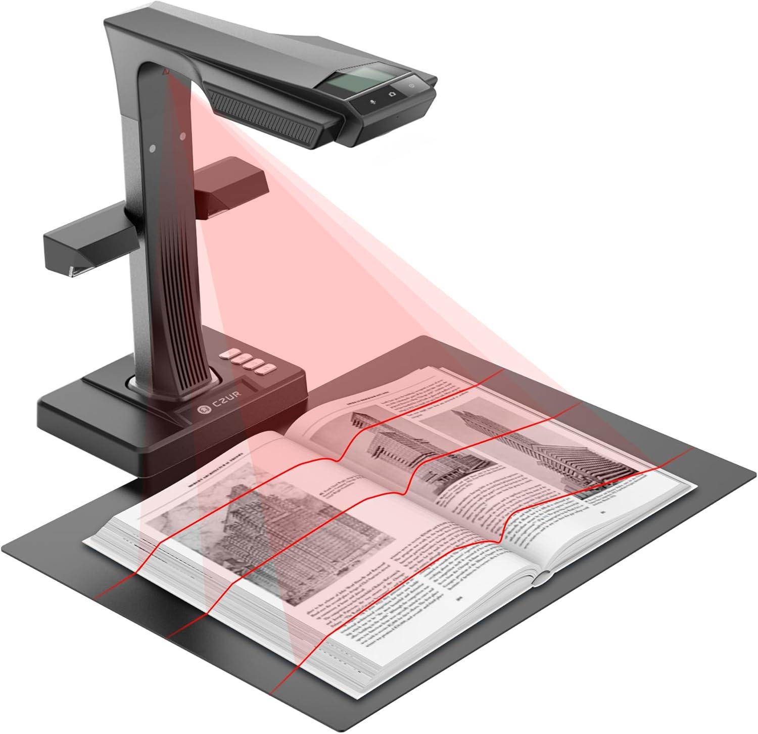 CZUR 24MP Buchscanner mit Auto-Seiten-Glättung, A3 Scanner mit HDMI, OCR 180+ Sprache, Dokumentenscanner kontaktloses scan für Archiv & Bibliothek, empfindliche Bücher & Dokumente