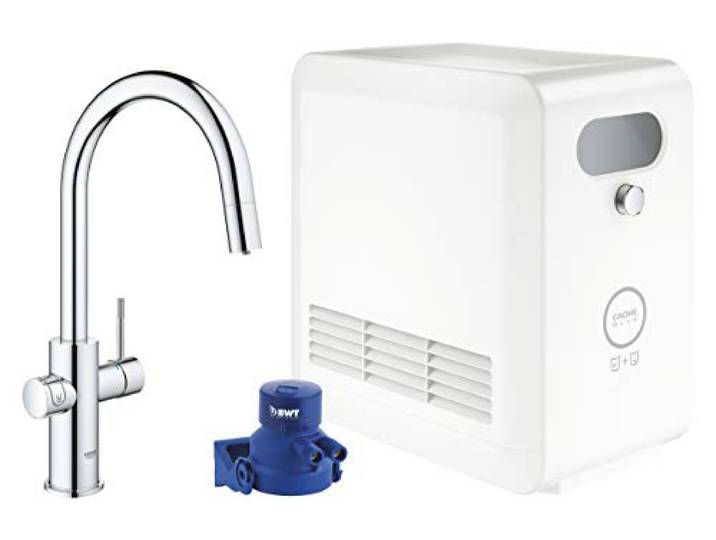 Grohe Blue Mitigeur Évier avec Système de Filtration de L’Eau\, Mousseur Extractible\, Bec C\, 31325002 (Import Allemagne)