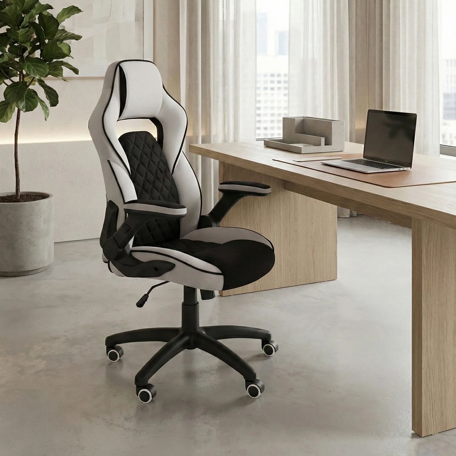 garneroarredamenti Sedia da ufficio gaming con braccioli regolabili nero grigio Dodge Gihome®