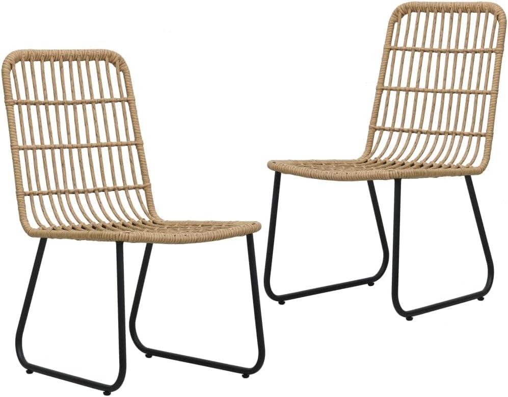 Poly Rattan Gartenstühle 2 STK. Eiche | Stahlrahmen, PE-Rattan, Wetterbeständig, Ergonomisch, 110 kg Belastbarkeit