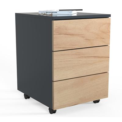 Container VCM "Rollcontainer Beistellcontainer Dalosa 45 cm", braun (anthrazit, honig, eiche), B:39cm T:45cm, Obermaterial: 100% Holz Wood., Rollwagen, Rollcontainer