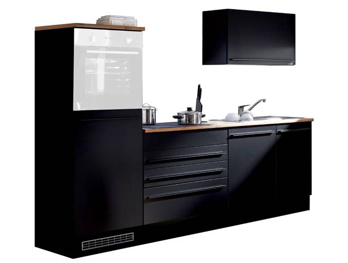 Yourkitchen Küchenblock 260 JAZZ ohne E-Geräte, schwarz, Holznachbildung