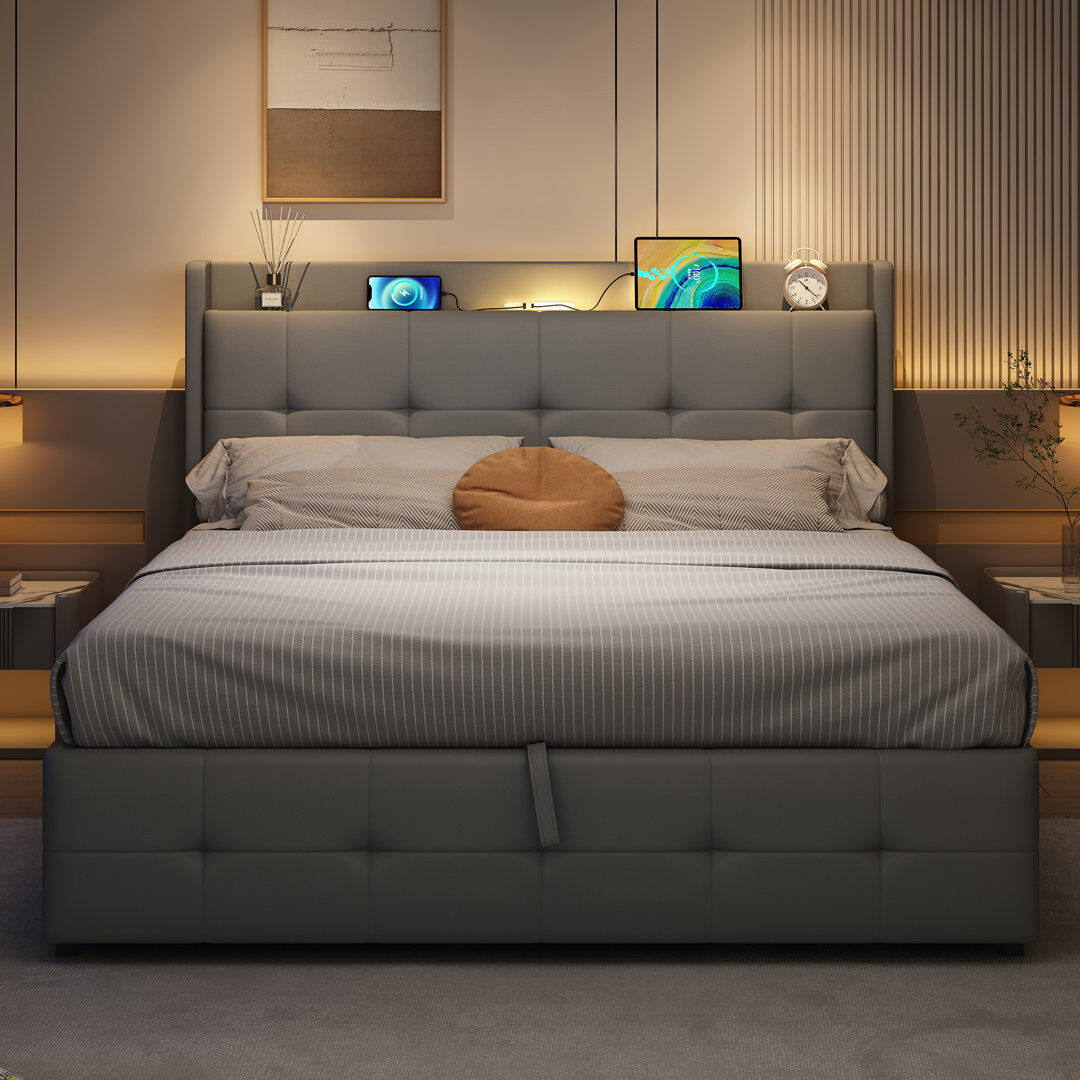 Lark Manor Bed Frame Gray Kingsize (5')