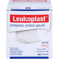 Leukoplast Compress Cotton Gauze Ste 5x5 8F 50 ST