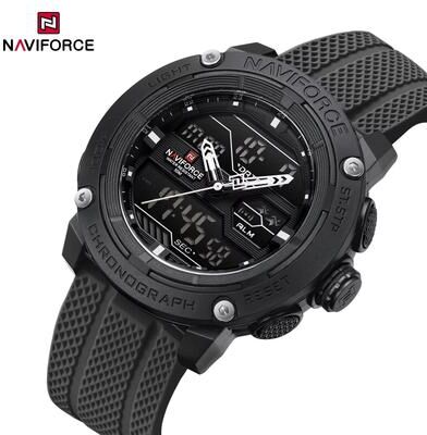 Inspired Finds NAVIFORCE Dual Display Sport Watch For Men With Stopwatch And Date black Dark Gray
