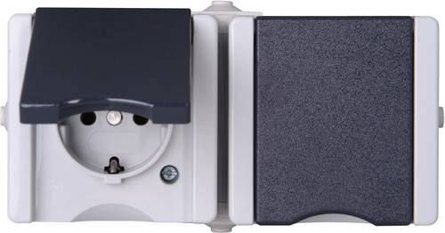 Kopp 950656001 2fach Feuchtraum-Schalterprogramm Komplett Schutzkontakt-Steckdose mit Klappdeckel proAQA Grau 1 St.