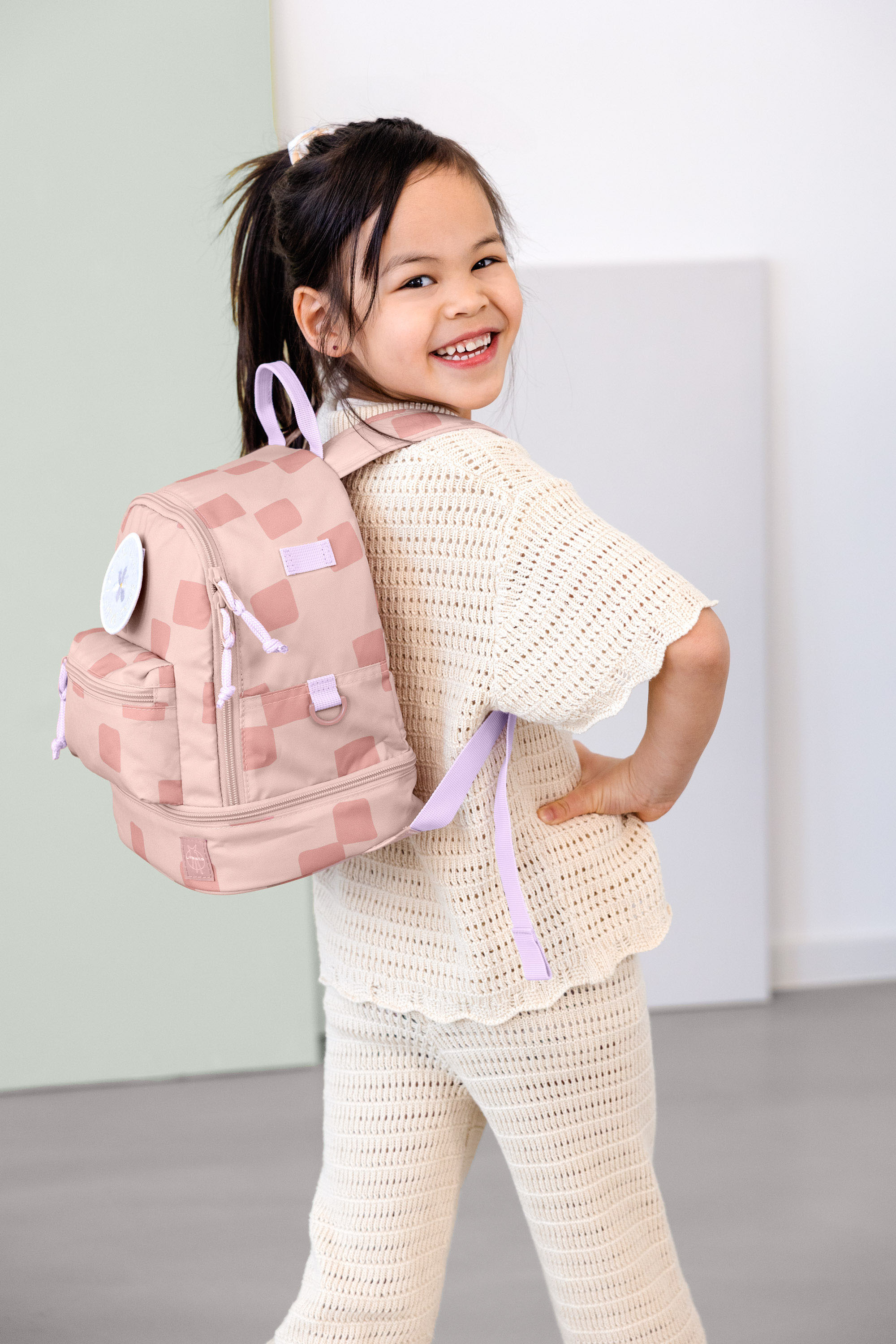Kinderrucksack LÄSSIG "Pattern Party Mini Backpack rose", Kinder, Gr. B/H/T: 24,5cm x 27cm x 15,5cm, rose, Polyester, Rucksäcke Kinderrucksack