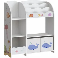 En.Casa, Kinderregal, Kinderregal Lysekil 100x93x30 cm mit Aqua Dream Motiv (93 x 30 x 100 cm)