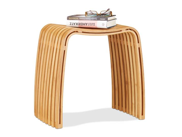 Garderoben Hocker Bambus Design Hellbraun