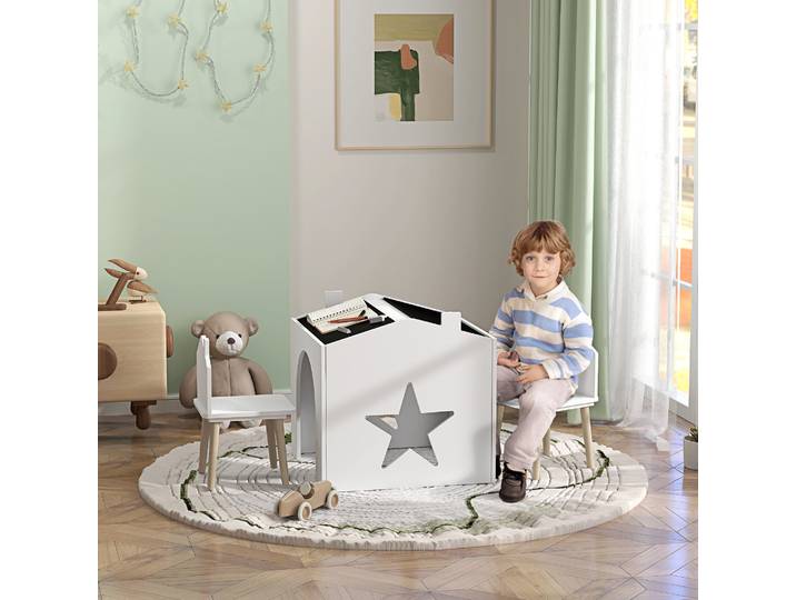 AIYAPLAY Ensemble Table et 2 Chaises Enfants 3-8 Ans Blanc