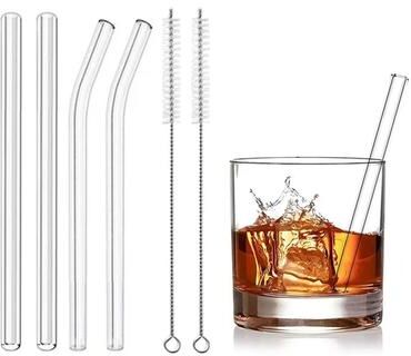 Inspired Finds Premium Reusable Glass Straws Set With Cleaning Brushes Premium Reusable Glass Straws Set With Cleaning Brushes