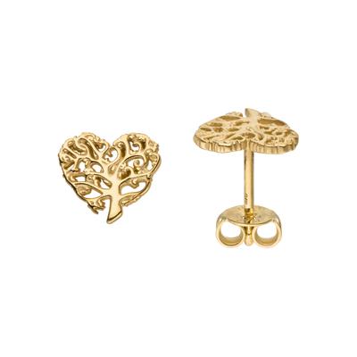 Paar Ohrstecker JOBO "Herzförmiger Lebensbaum", gelb (gelbgold 375), Ohrringe, Damen, Gelbgold 375, 375 Gold 8 mm