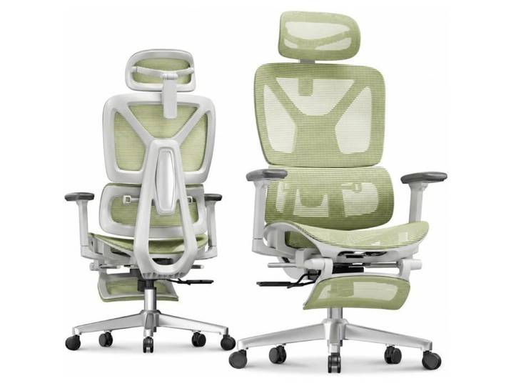 FlexiSpot Chaise de Bureau Ergonomique Appui-tête 3D Accoudoir 3D et Support Lombaire 5D Indépendant en Maille Vert