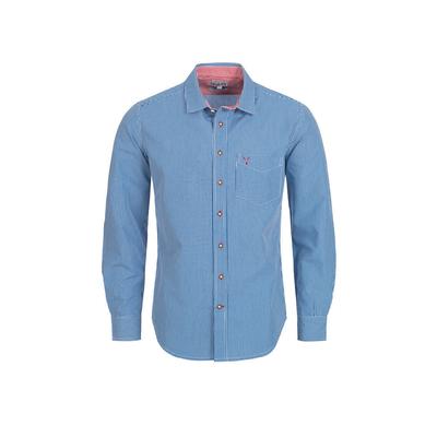 Trachtenhemd NÜBLER "Trachtenhemd Langarm Ralf", Herren, Gr. M, EURO, blau, Obermaterial: 70% Baumwolle CO. 30% Polyester PES., Hemden Trachtenhemd