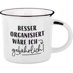GRAFiK WERKSTATT Vintage Becher Besser Organisiert - weiß