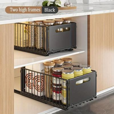 Inspired Finds Double Layer Drawer Basket Organizer For Bottles And Tall Items two High Frames