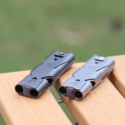 Ultra Loud Double Tube Survival Whistle Professional High Frequency Emergency Signal silver