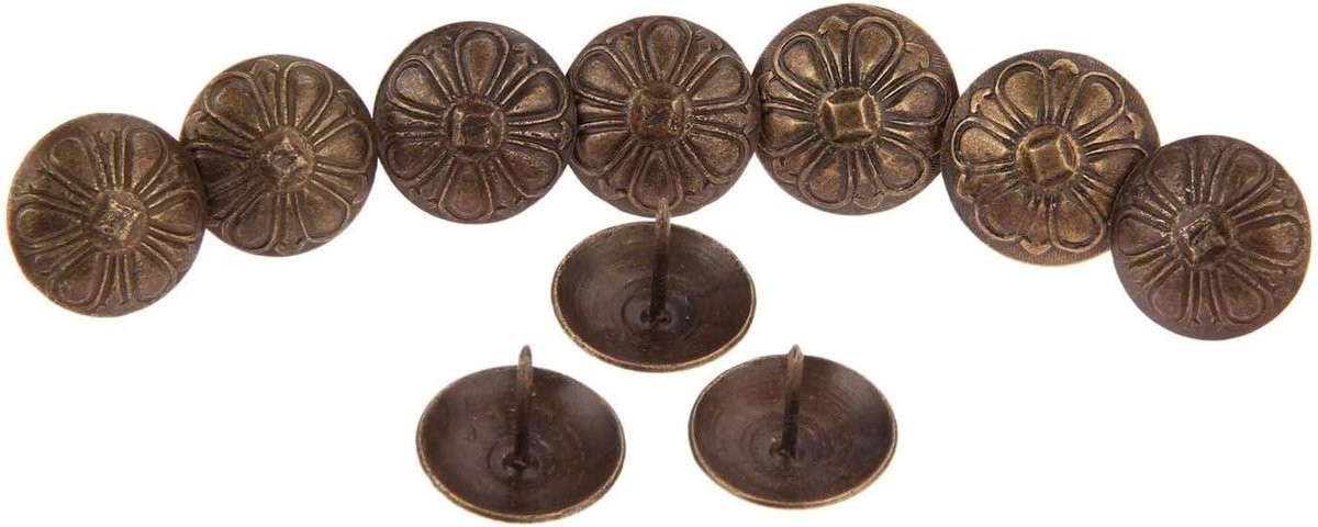 Meubelspijkers Decoratieve punaises met antieke bloemafwerking Brons 19x15 mm