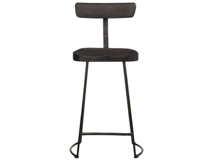 HGPOTUY Barhocker 2 STK. Schwarz 49x43x88 cm Mango Massivholz Metallbeine, Rückenlehne, Fußstütze, max. 110 kg pro Sitzplatz, zufällige Lieferung, Unikat