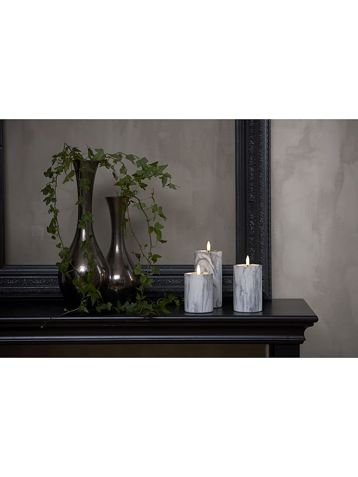 Best Season LED-Kerze "Flame Marble" in Grau - (H)12,5 x Ø 7,5 cm - onesize